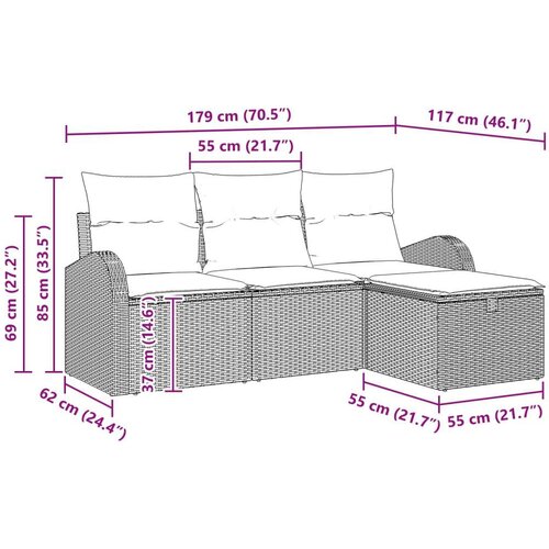  Set sofe s jastukom s pohranom 4 pcs Smeđa i crvena poliratan Slike