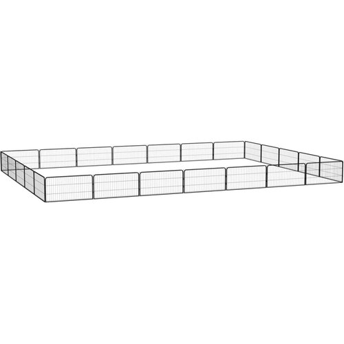 Ograda za pse s 24 panela crna 100 x 50 cm čelik obložen prahom Slike