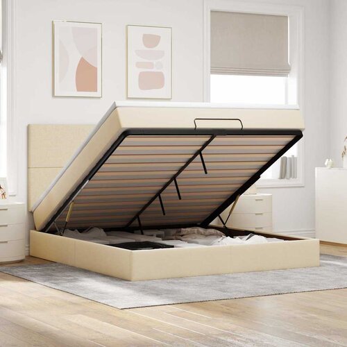  Otomanski krevet s madracem i LED krem 180x200cm od tkanine Cene