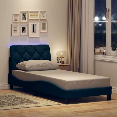  Posteljni okvir z LED brez vzmetnice Modra 80x200 cm Tkanina, (22011668) Slike