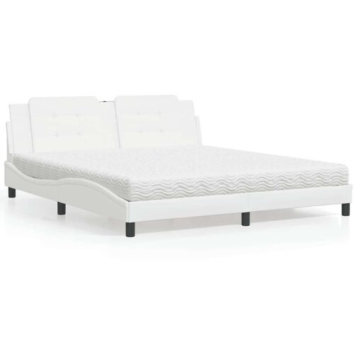 Krevet s madracem bijeli 180 x 200 cm od umjetne kože Cene