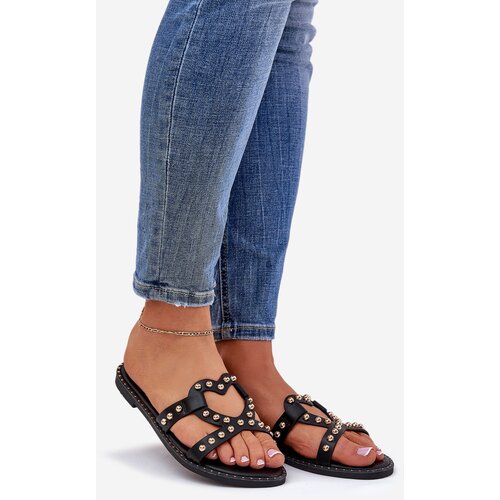 Boto Embellished Flat Women's Sandals Black Adivrae Cene