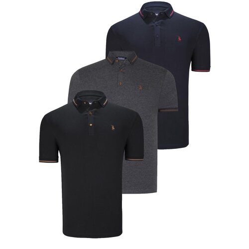 Dewberry TRIPLE SET T8586 MEN&amp;#039;S T-SHIRT-BLACK-NAVY-ANTHRACITE Slike