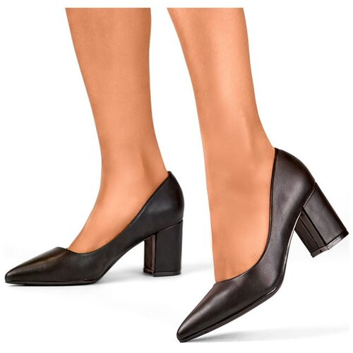 primohurt Black classic low-heeled pumps, women's shoes for the office Cene