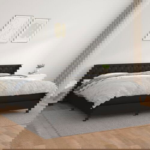 The Living Store Box spring postelja z vzmetnico črn 180x200 cm umetno usnje - Box Spring Postelja, (21515362) Slike