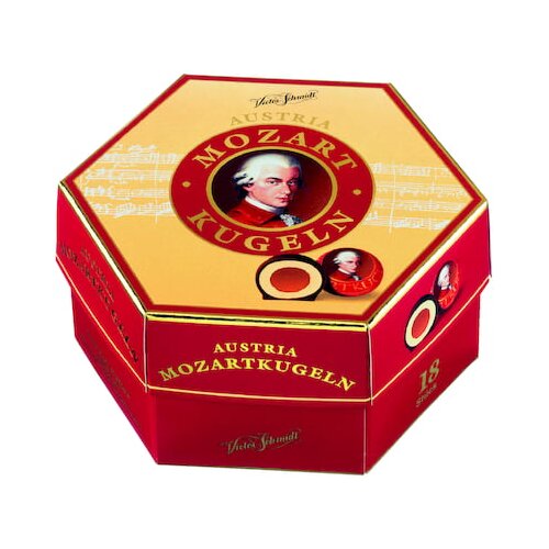 Austria Mozartkugeln Škatla z Mozart čokoladnimi pralinami - 18 kosov Cene