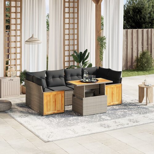  7-dijelni set vrtnih sofa sivi od poliratana Slike