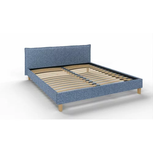 Ropez Plavi tapecirani bračni krevet s podnicom 180x200 cm Tina -