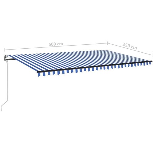VidaXL Automatska tenda sa senzorom LED 500x350 cm plavo-bijela Slike