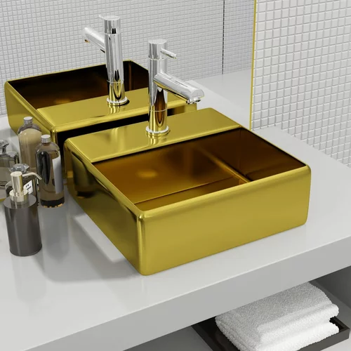  Umivaonik s otvorom za slavinu 38x30x11,5 cm keramički zlatni