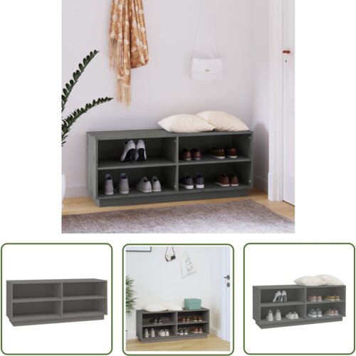 The Living Store Omarica za čevlje siva 110x34x45 cm trdna borovina - Omarica Za Čevlje, (21744429) Cene