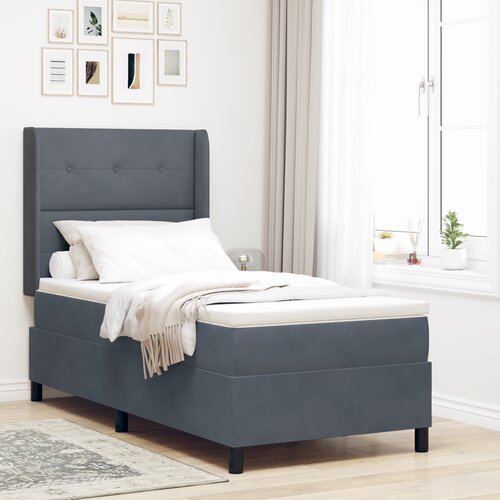 VidaXL Postelja z vzmetnico Temno siva 80x200 cm Žamet Slike
