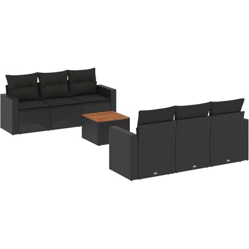  7-dijelni set vrtnih sofa od poliratana s jastucima crni Slike