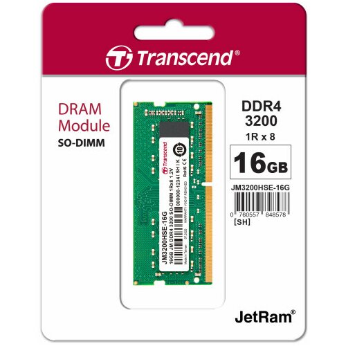 Transcend DDR4 16GB so-dimm 3200MHz, jm, 1Rx8 2Gx8 CL22 1.2V Slike