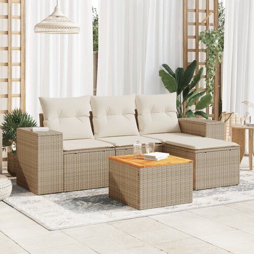  5-dijelni vrtni set sofa s jastucima bež od poliratana Cijene