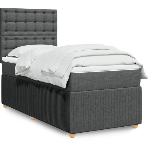 vidaXL Box spring postelja z vzmetnico temno siva 80x200 cm blago Cene