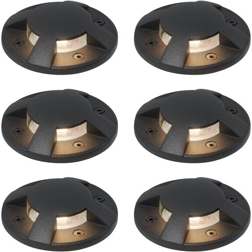 QAZQA Komplet 6 modernih talnih reflektorjev črna GU10 50mm 4-Light Effect IP65 - Cellar Cene