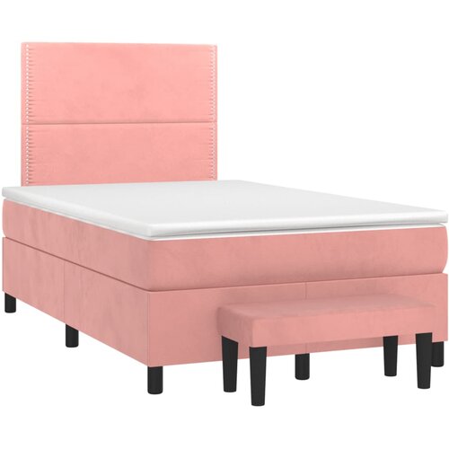 vidaXL Box spring postelja z vzmetnico roza 120x190 cm žamet, (21128005) Cene