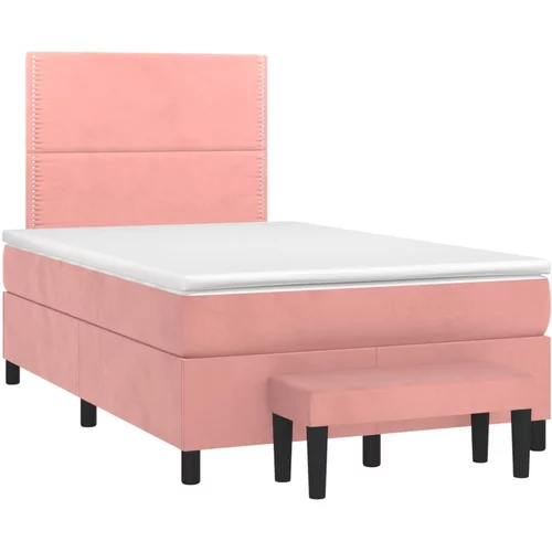 vidaXL Box spring postelja z vzmetnico roza 120x190 cm žamet, (21128005)