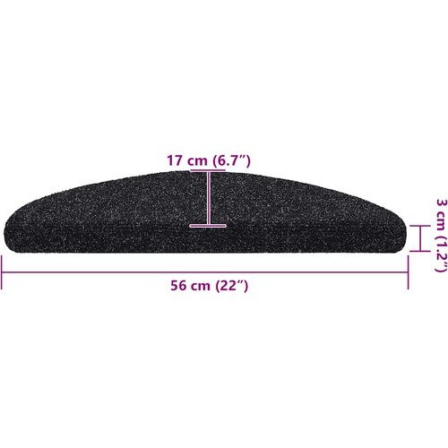  Prostirke za stepenice, samoljepljive, 5 kom, 56x17x3 cm, crne, poluokrugle Slike