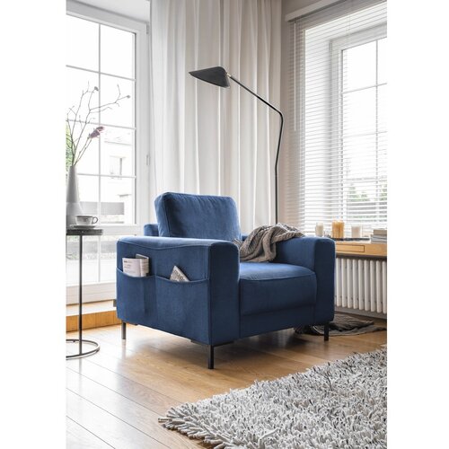 Miuform Temno moder fotelj iz rebrastega žameta Lofty Lilly &amp;ndash; Slike