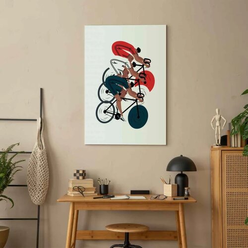  Slika - Cycling Race. Competitors on a Light Background - Illustration 60x90 Premium Print Slike
