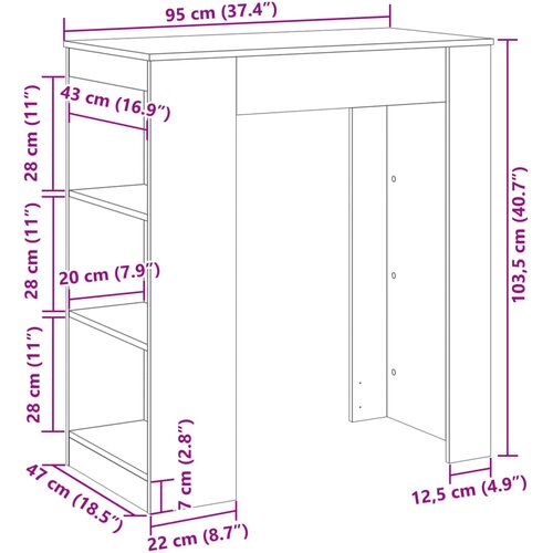  Barski stol s držačima boja hrasta 95x47x103,5 cm drveni Slike