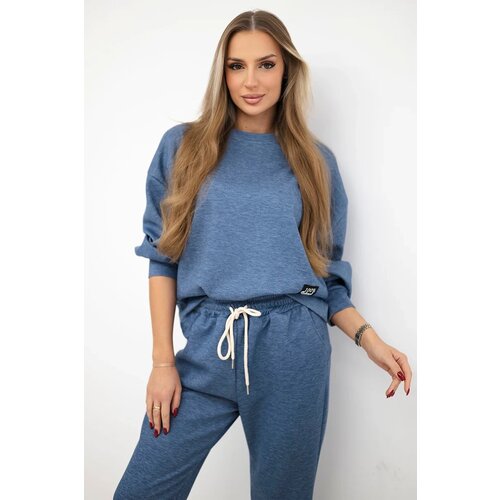 Kesi Włoski Buttery fabric set sweatshirt + pants denim melange Cene