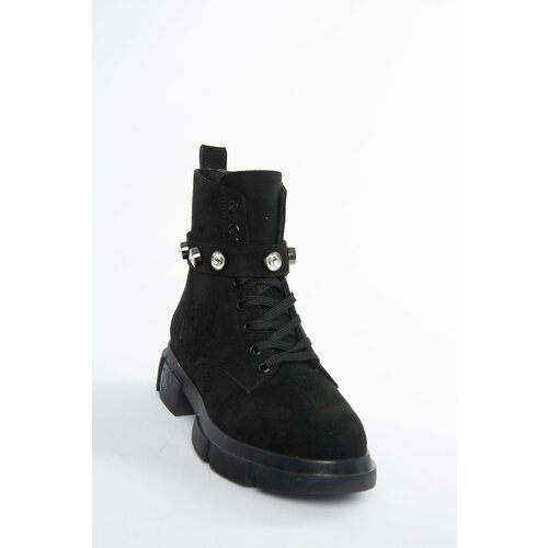 Fox Shoes Black Suede Women's Daily Boots With Stones Slike