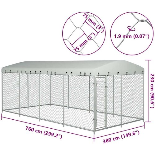 VidaXL Zunanji pasji boks s streho 8x4x2,3 m Slike