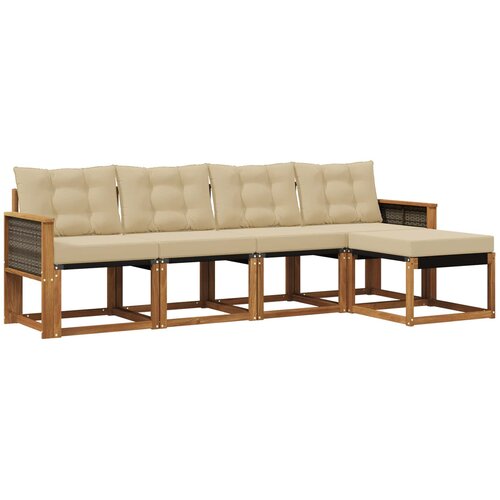 vidaXL Zunanja garnitura za sedenje z blazino 5 pcs Naravna in bež, (5000269341) Cene