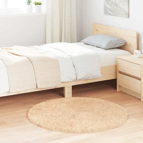 VidaXL Čupavi tepih s visokim vlaknima bež 100x100 cm poliester Slike