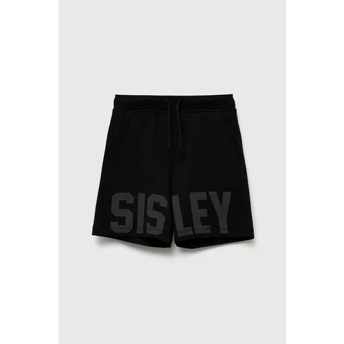 Sisley Otroške bombažne kratke hlače črna barva