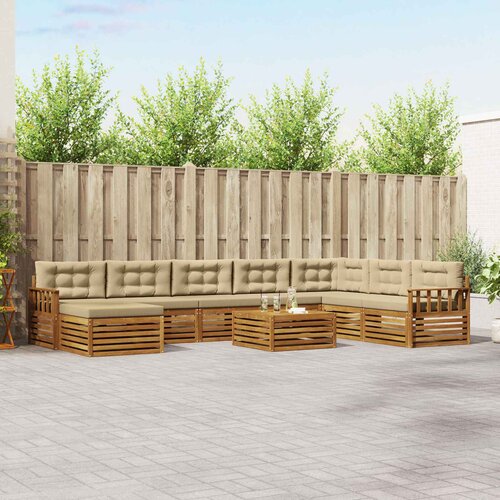  Set vanjskih sofa 9 kom. Prirodna i bež Čvrsto drvo akacije Cene