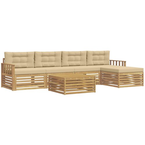 vidaXL Zunanja garnitura za sedenje 7 pcs Bela in bež Poliester, (5000271836) Cene