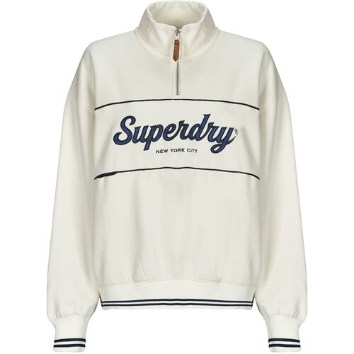 Superdry Puloverji COUNTRY CLUB LOOSE 1/4 ZIP Bela Slike
