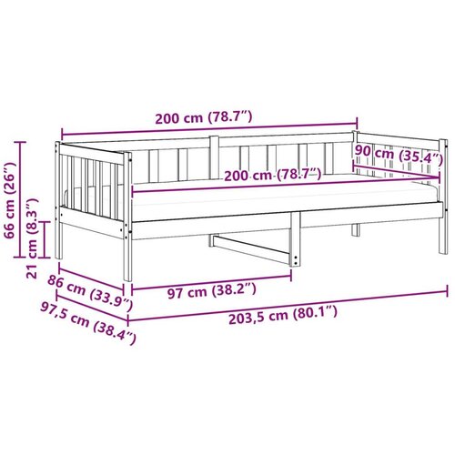  Dnevni krevet s madracem Smeđa i bijela boja 90 x 200 cm Slike