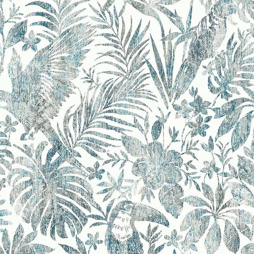 DUTCH WALLCOVERINGS Tapeta listi in tukan modra Slike