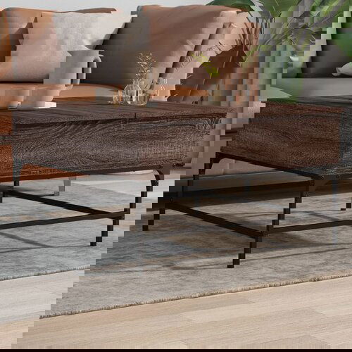 vidaXL Stolić za kavu smeđa boja hrasta 80x80x45 cm od drva i metala Cene