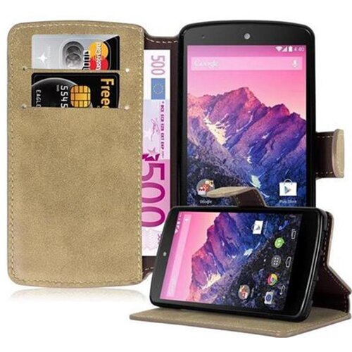 Cadorabo Ohi&scaron;je, združljivo z LG Google NEXUS 5 v mat pe&scaron;čeno rjava - Za&scaron;čitni ovitek s funkcijo stojala in režo za kartice v retro dizajnu, (20561088) Cene