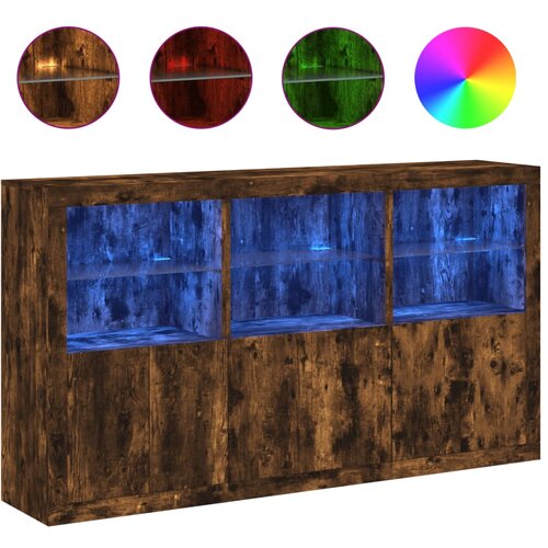 Maison Chic Komoda - Predalnik z LED lučkami dimljen hrast 181,5x37x100 cm, (21722457) Slike