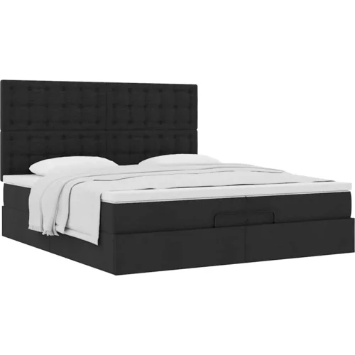 vidaXL Otomanski okvir kreveta s madracima crni 200x200cm od tkanine vidaXL Otomanski okvir kreveta s madracima crni 200x200cm od tkanine