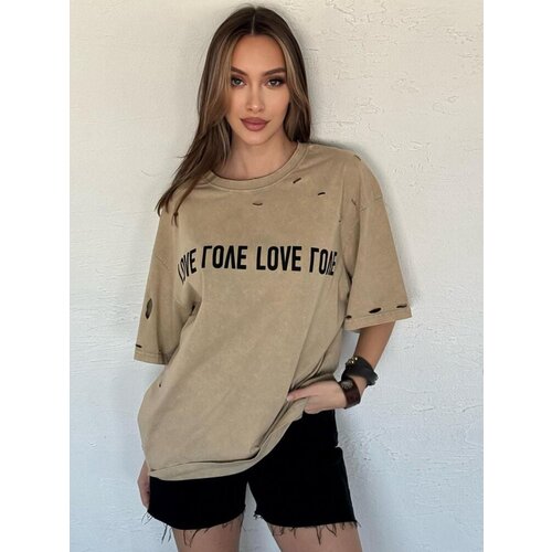 DStreet Women&amp;#039;s T-shirt with print BONGANIR beige Slike