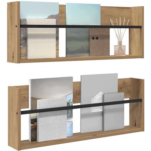  Polica za časopise Zidne 2 pcs Umjetnički hrast 80 x 12 x 30 cm Slike