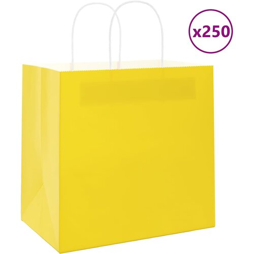  Papirnate vrećice 250 kom s ručkama žute 26x17x25 cm Cene