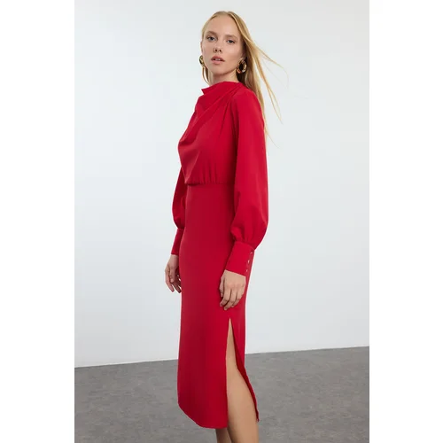 Trendyol Red Plain Woven Dress