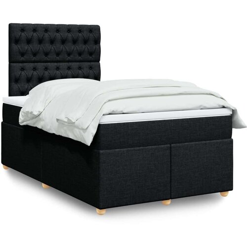 VidaXL Krevet box spring s madracem crni 120 x 190 cm od tkanine Slike