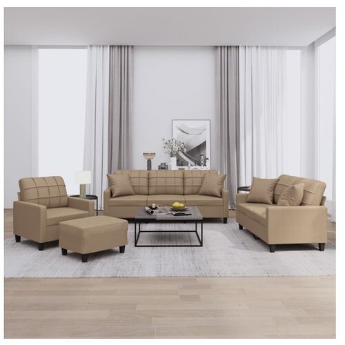 vidaXL 4-dijelni set sofa s jastucima boja cappuccina od umjetne kože Cene