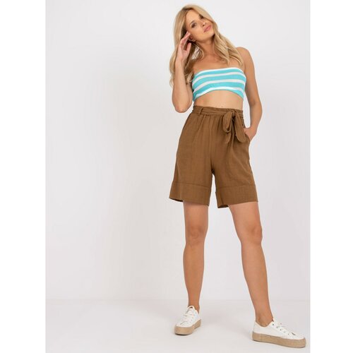 Fashion Hunters Brown casual cotton shorts with pockets OCH BELLA Slike