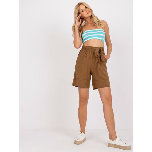 Fashion Hunters Brown casual cotton shorts with pockets OCH BELLA Slike